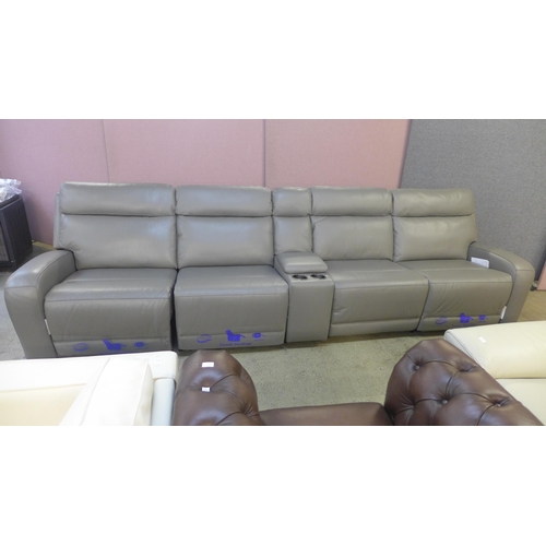 1515 - A Paisley leather power reclining four seater movie sofa with console, (4146-18)  * This lot is subj... 