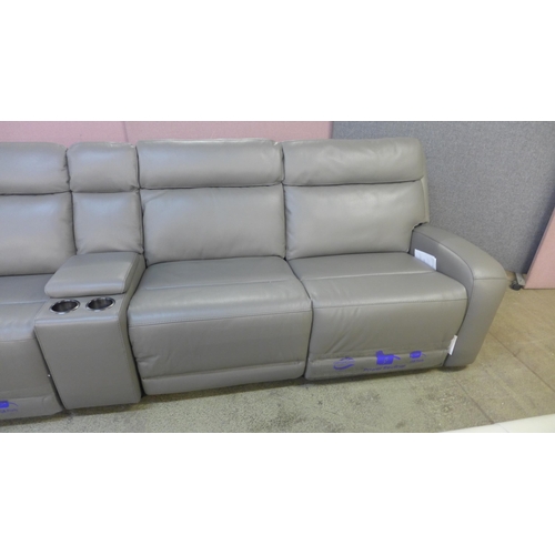 1515 - A Paisley leather power reclining four seater movie sofa with console, (4146-18)  * This lot is subj... 