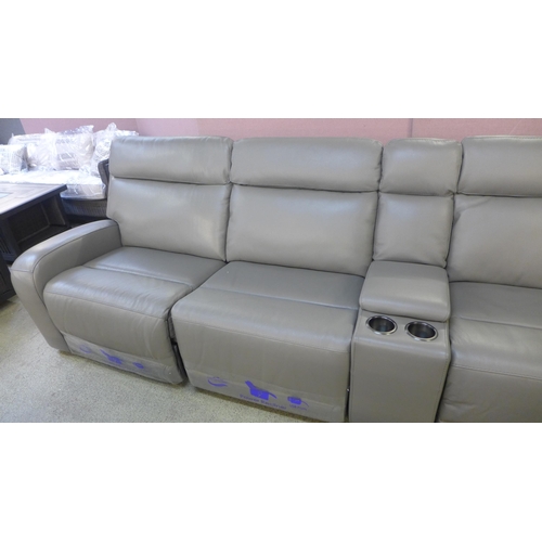 1515 - A Paisley leather power reclining four seater movie sofa with console, (4146-18)  * This lot is subj... 