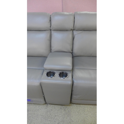 1515 - A Paisley leather power reclining four seater movie sofa with console, (4146-18)  * This lot is subj... 