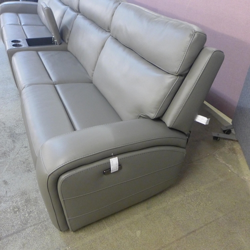 1515 - A Paisley leather power reclining four seater movie sofa with console, (4146-18)  * This lot is subj... 