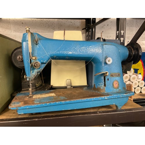 2202 - job lot of sewing machines: 2 industrial Singers, 3 domestic including Elna, Bernina, etc.