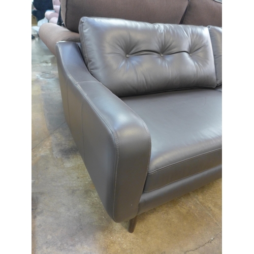 1306 - A brown leather button back RHF sofa/chaise 
Left and right corner
