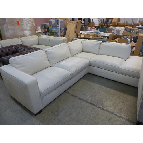 1325 - Natuzzi Two Piece Sectional Cream Leather Sofa, original RRP £1916.66 + VAT - damaged back (4150-9) ... 