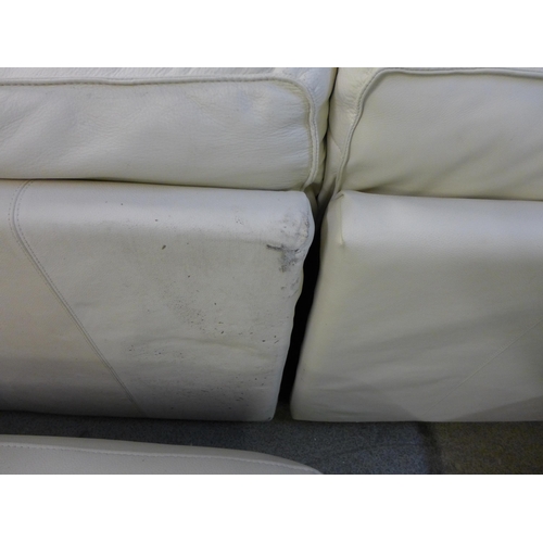 1325 - Natuzzi Two Piece Sectional Cream Leather Sofa, original RRP £1916.66 + VAT - damaged back (4150-9) ... 