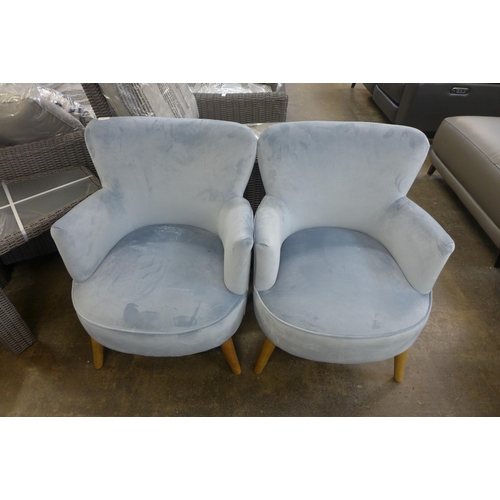 1354 - A pair of blue velvet Charleston chairs