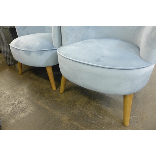 1354 - A pair of blue velvet Charleston chairs