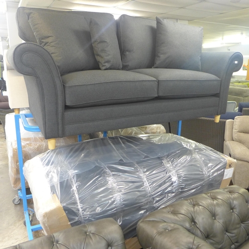 1360 - A pair of Mosta tweed charcoal upholstered sofas (3 + 2) - This lot is subject to VAT*