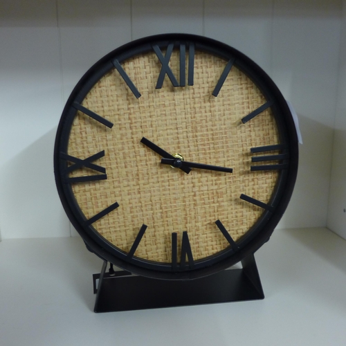 1380 - A rustic metal and cane mantel clock (70429814)   #