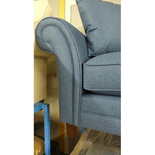 1396 - A pair of Mosta tweed blue upholstered sofas (3 + 2) - This lot is subject to VAT*