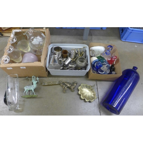 1110 - Three boxes of glass and a box of metal **PLEASE NOTE THIS LOT IS NOT ELIGIBLE FOR POSTING AND PACKI... 