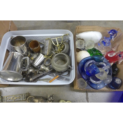 1110 - Three boxes of glass and a box of metal **PLEASE NOTE THIS LOT IS NOT ELIGIBLE FOR POSTING AND PACKI... 