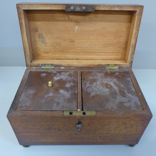 705 - A 19th Century mahogany two-compartment tea caddy