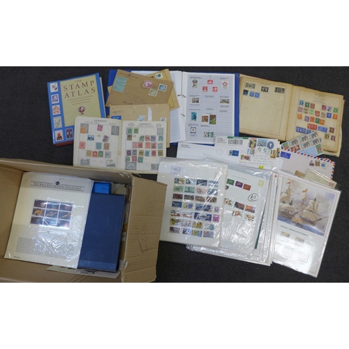712 - Stamps: a box of stamps, covers, etc., loose and in albums