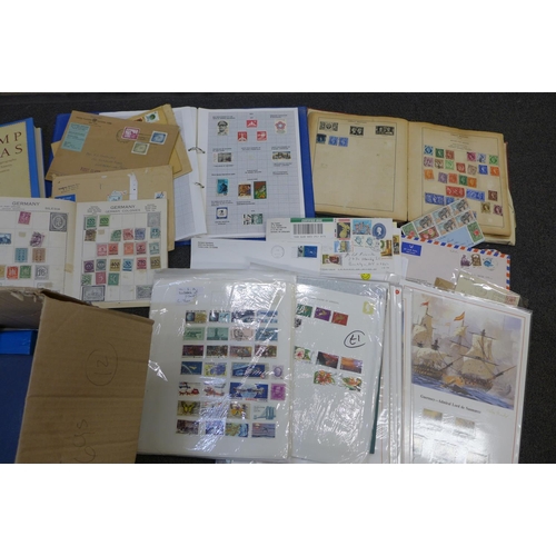 712 - Stamps: a box of stamps, covers, etc., loose and in albums