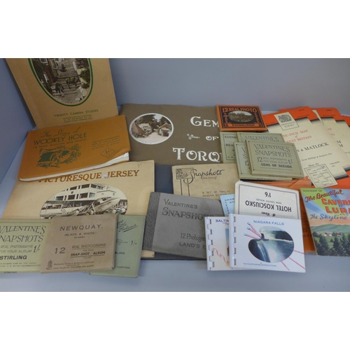 739 - A box of souvenir postcards and photograph booklets, including Cornwall, Wales, Scotland, etc., 1920... 