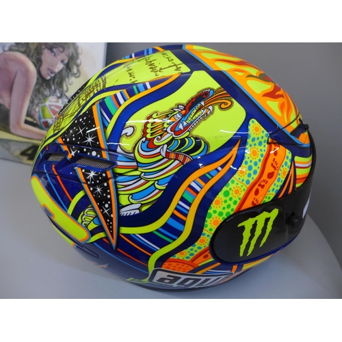 743 - A special edition AGV Valentino Rossi crash helmet with artwork, with a Quarantasei Valentino Rossi ... 