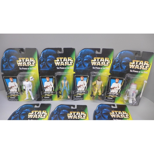 749 - Seven Star Wars figures, all on Skywalker backing cards