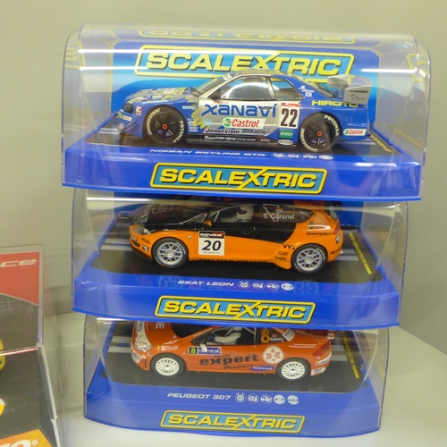 761 - Seven slot car vehicles, five Scalextric, Revell and Ninco