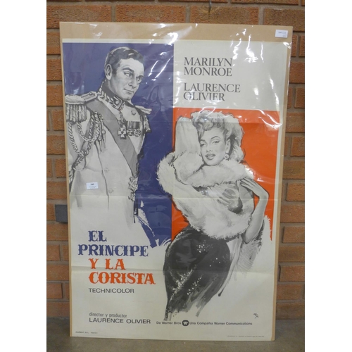 780 - A Spanish 1950's film poster; Marilyn Monroe The Prince and The Showgirl, 27.5cm x 39cm