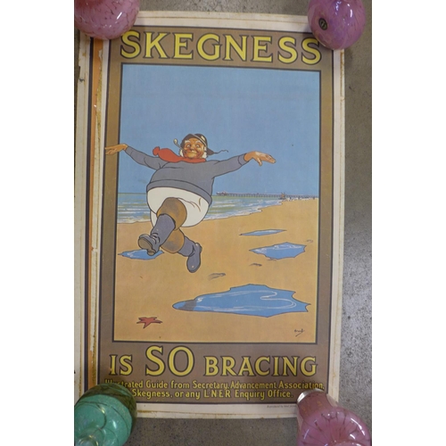 781 - Early reprints of five advertising posters including Skegness, The Zeppelin Raids