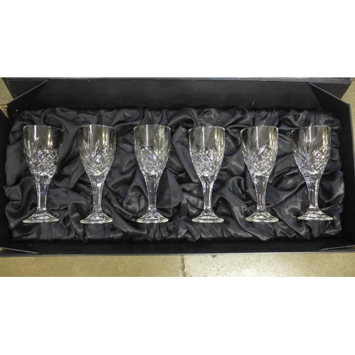 784 - Six Argyle fine cut crystal wine glasses, boxed