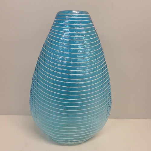 808 - A blue glass vase, 31.5cm