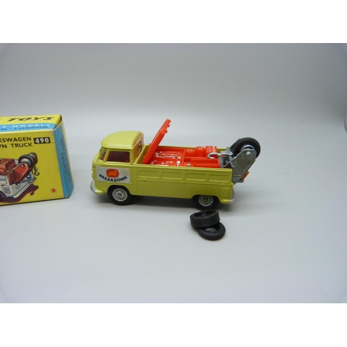 835 - A Corgi Toys 490 Volkswagen Breakdown Truck, boxed, (old shop stock)