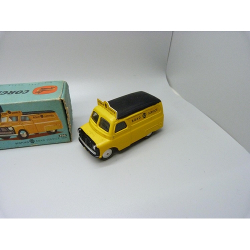 842 - Two Corgi Toys, 408 Bedford Road Service Van and 413 Smith's Karrier Bantam Mobile Butchers Shop, bo... 