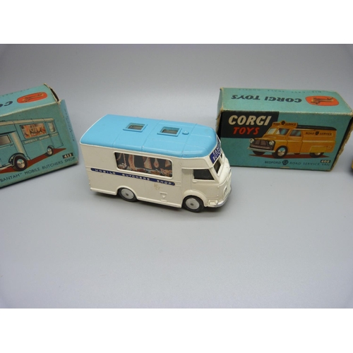 842 - Two Corgi Toys, 408 Bedford Road Service Van and 413 Smith's Karrier Bantam Mobile Butchers Shop, bo... 