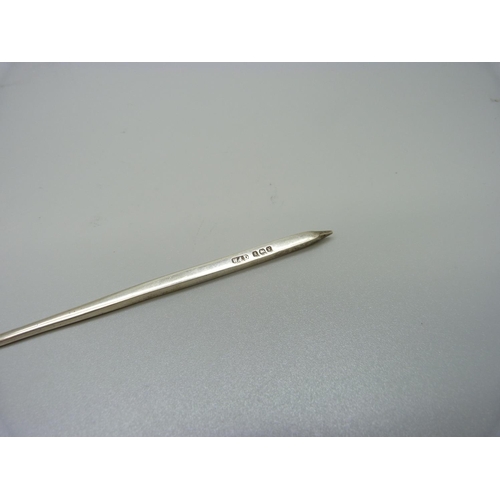 881 - A hallmarked silver oar letter opener, 13g, 15cm