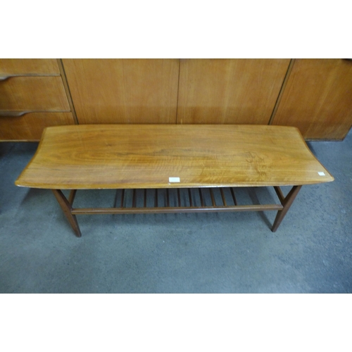 111 - Two teak coffee tables and a telephone seat