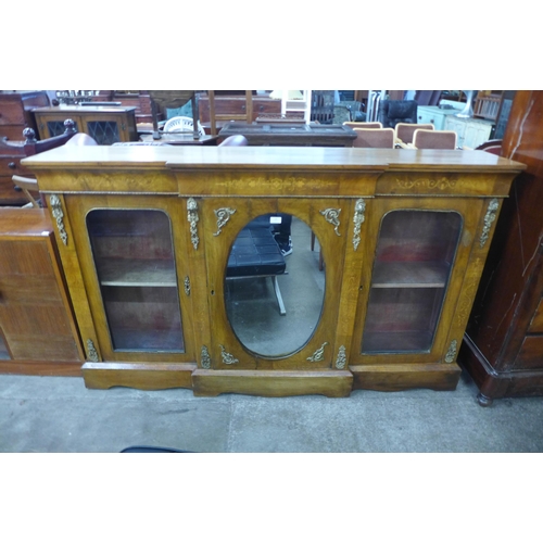 136 - A Victorian inlaid walnut and gilt metal mounted breakfront side cabinet