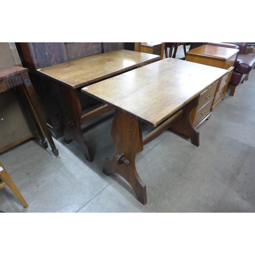 212 - A pair of small Arts and Crafts oak refectory tables