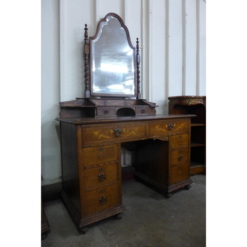 23 - A Shapland & Petter of Barnstaple Art Nouveau inlaid oak two piece bedroom suite