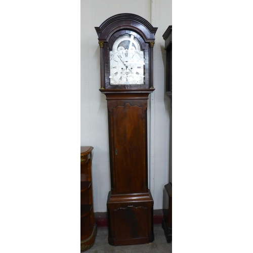 25 - A George III mahogany 8-day longcase clcok, with silvered rolling moonphase/Bristol tidal dial, sign... 
