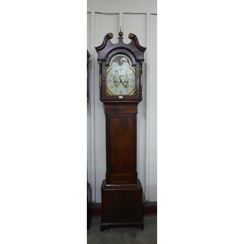 26 - A George III inlaid mahogany 8-day longcase clock, with painted moonphase rolling dial