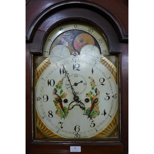26 - A George III inlaid mahogany 8-day longcase clock, with painted moonphase rolling dial