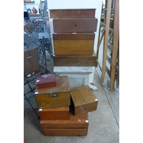 295 - Nine assorted vintage wooden boxes