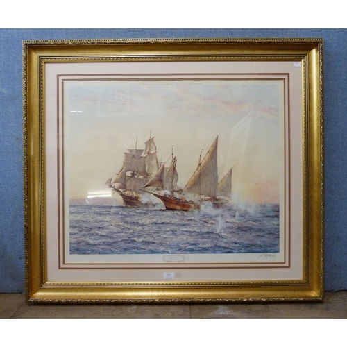 351 - A signed Montague Dawson print, The Corsair, framed