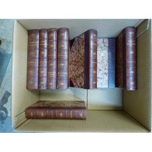 398 - Sixteen 1895 leather bound books, Ainsworths Works by Routledge