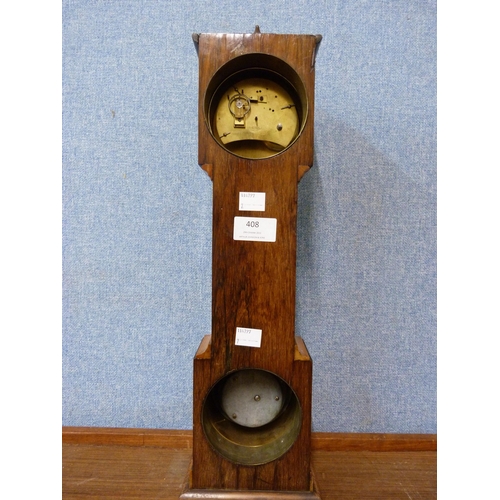 408 - An Edward VII miniature rosewood longcase clock, barometer and thermometer