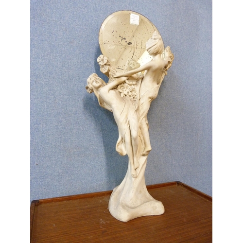 419 - An Art Nouveau style figural mirror