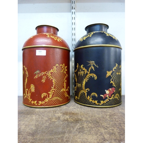 420 - Two Chinese chinoiserie ginger jars and covers