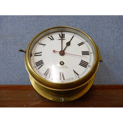 423 - A Smiths Cricklewood brass ships clock