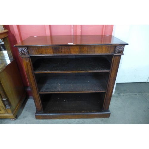 5 - A William IV rosewood and mahogany open bookcase