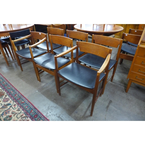 64 - A set of six White & Newton teak and vinyl dining chairs