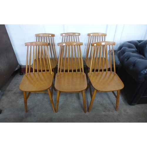 78 - A set of six beech kitchen chairs