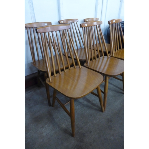 78 - A set of six beech kitchen chairs
