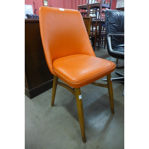 96 - A beech and orange vinyl kitchen chair